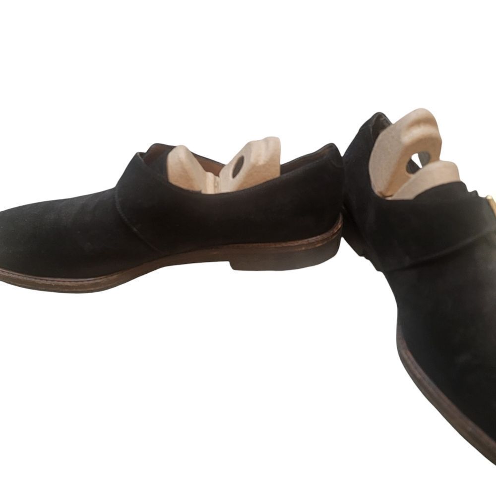 Salvatore Ferragamo Men's Black Suede Monk Strap Shoes. Size 11.5 C. - Picture 6 of 14